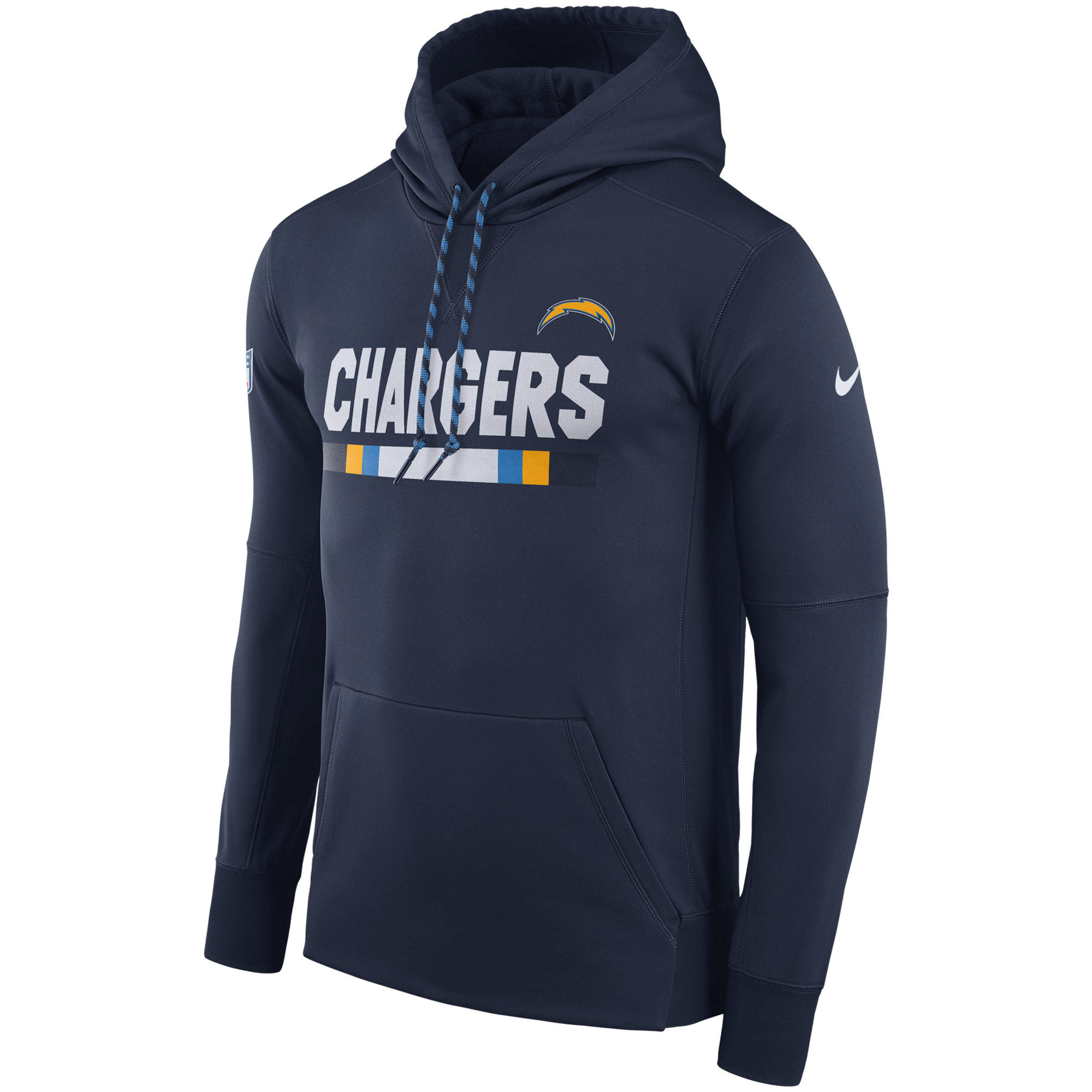 NFL Men Los Angeles Chargers Nike Navy Sideline ThermaFit Performance PO Hoodie->green bay packers->NFL Jersey